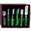 Professional Pet Grooming 6 Stripping Knives Set Green Wood Handle