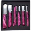 Professional Pet Grooming 6 Stripping Knives Pink Set