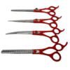 Dog Grooming Shears Set With Red Tone